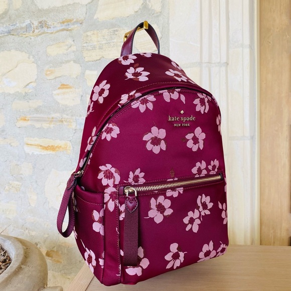 Kate Spade Little Better Chelsea Medium Dancing Blooms Print Nylon Backpack Bag - Picture 2 of 6